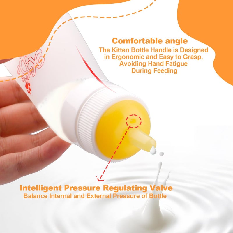 Xuanda Pet Feeding Nipple with Syringe, Soft Silicone Nursing Pet Feeding Bottle, Ventilation Valve Resistant Tearing for Puppies, Kittens, Rabbit, Small Wildlife (L Nipple,Yellow) - Image 5